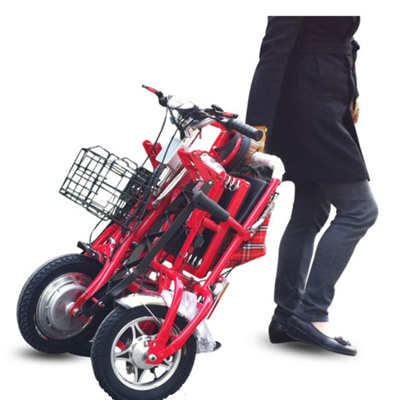 350W 48V 12 Inch front motor shopping reduced mobility Handicapped elderly folding travel Electric Tricycle three wheels bike