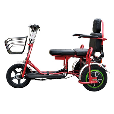 500W 48V 14Inch two seats shopping reduced mobility Handicapped elderly folding travel Electric Tricycle three wheels bike
