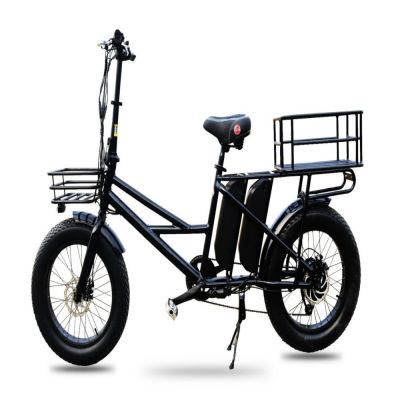20 inch 500W fat tyres carriage cargo delivery takeaway takeout mountain off-road camping beach electric bicycle bike motorbike