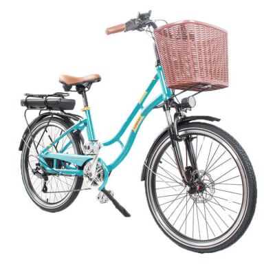 20inch 36v/48v Beautiful electric trotter bike with cargo basket for women girl electric vehicle with two seater from China OEM