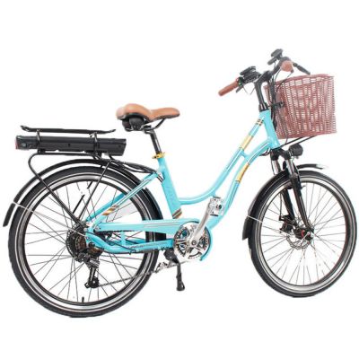 20inch 36v/48v Beautiful electric trotter bike with cargo basket for women girl electric vehicle with two seater from China OEM