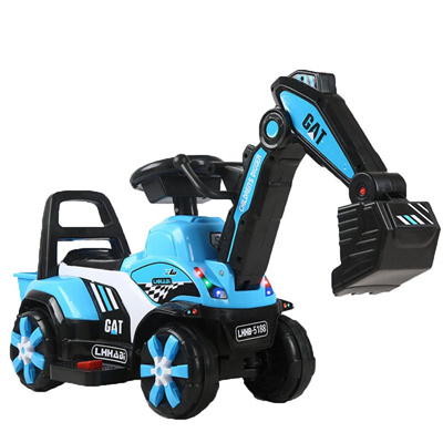 electric mini excavator for kids can sit Cool light and music 4 wheel electric baby toy with a storage basket easy to ride