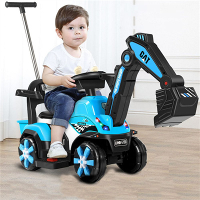 electric mini excavator for kids can sit Cool light and music 4 wheel electric baby toy with a storage basket easy to ride