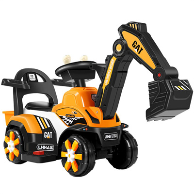 electric mini excavator for kids can sit Cool light and music 4 wheel electric baby toy with a storage basket easy to ride