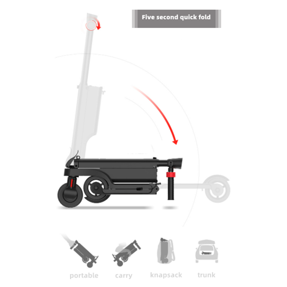 The new mini Intelligent scooter is a two wheeled electric scooter that can be loaded into a backpack and a four fold electric bike