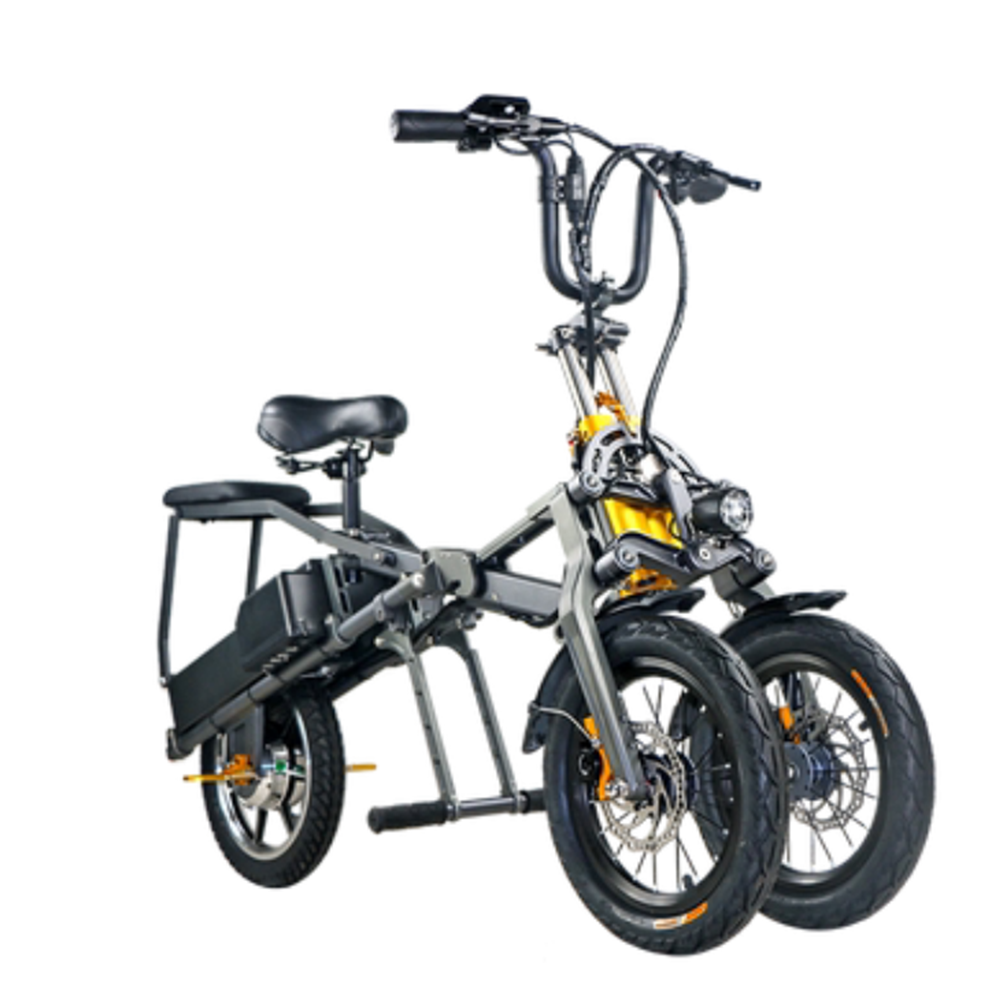 New reverse three wheeled portable folding electric kick scooter dual battery parent-child bike city cycling shopping pick-up and drop off children's one second folding electric bike