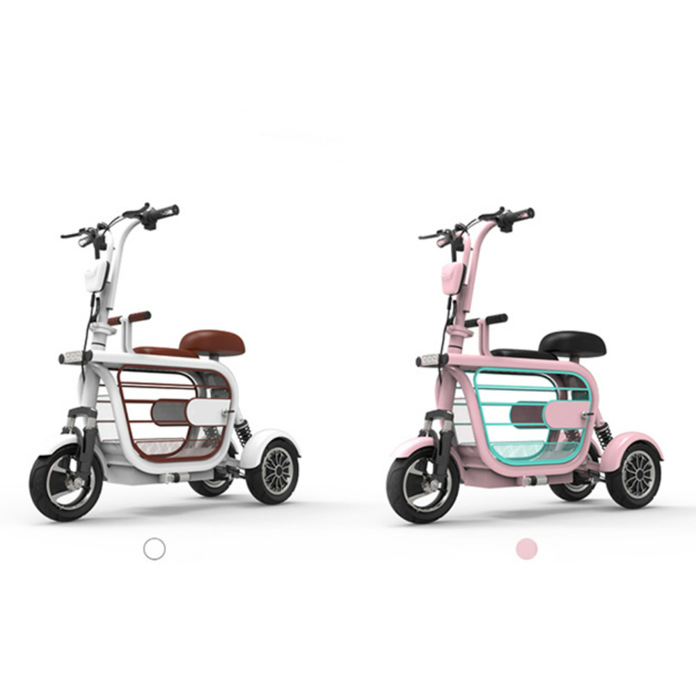 New urban parent-child pet folding three wheeled electric kick scooter automotive lithium battery electric bike with storage basket