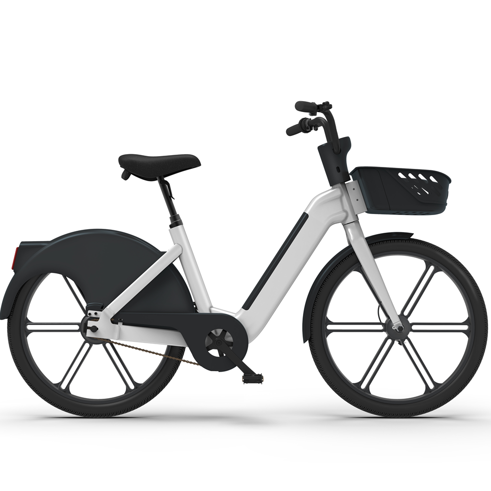 New concept design simple black and white fashion super long endurance rental shared intelligent electric bicycle