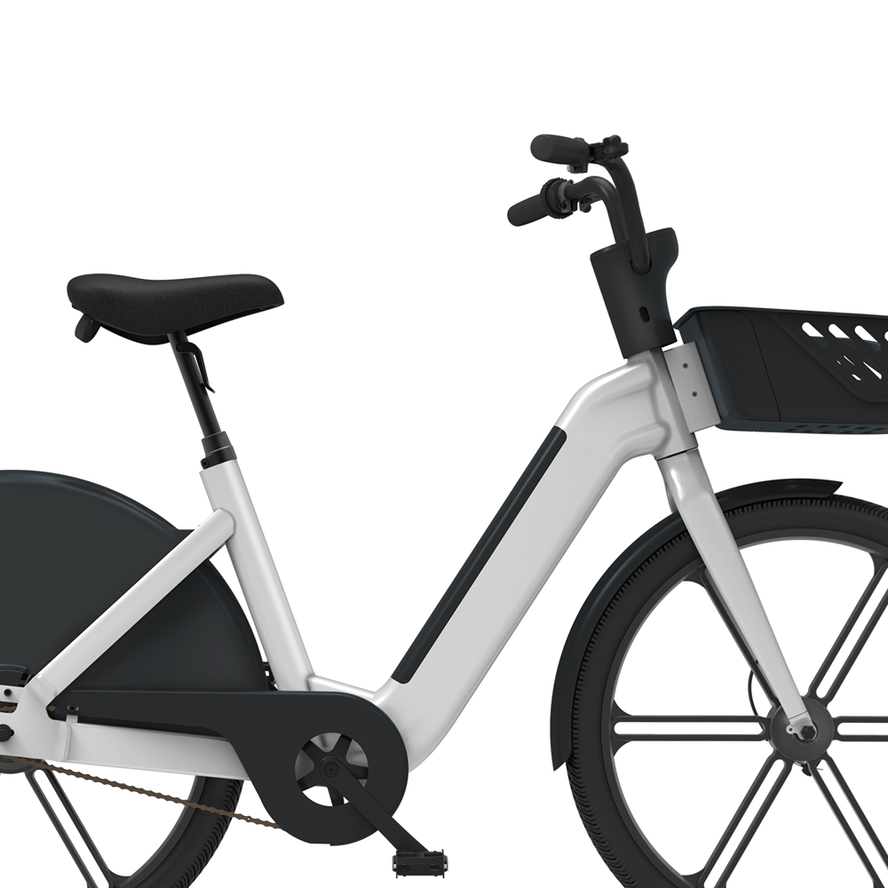 New concept design simple black and white fashion super long endurance rental shared intelligent electric bicycle