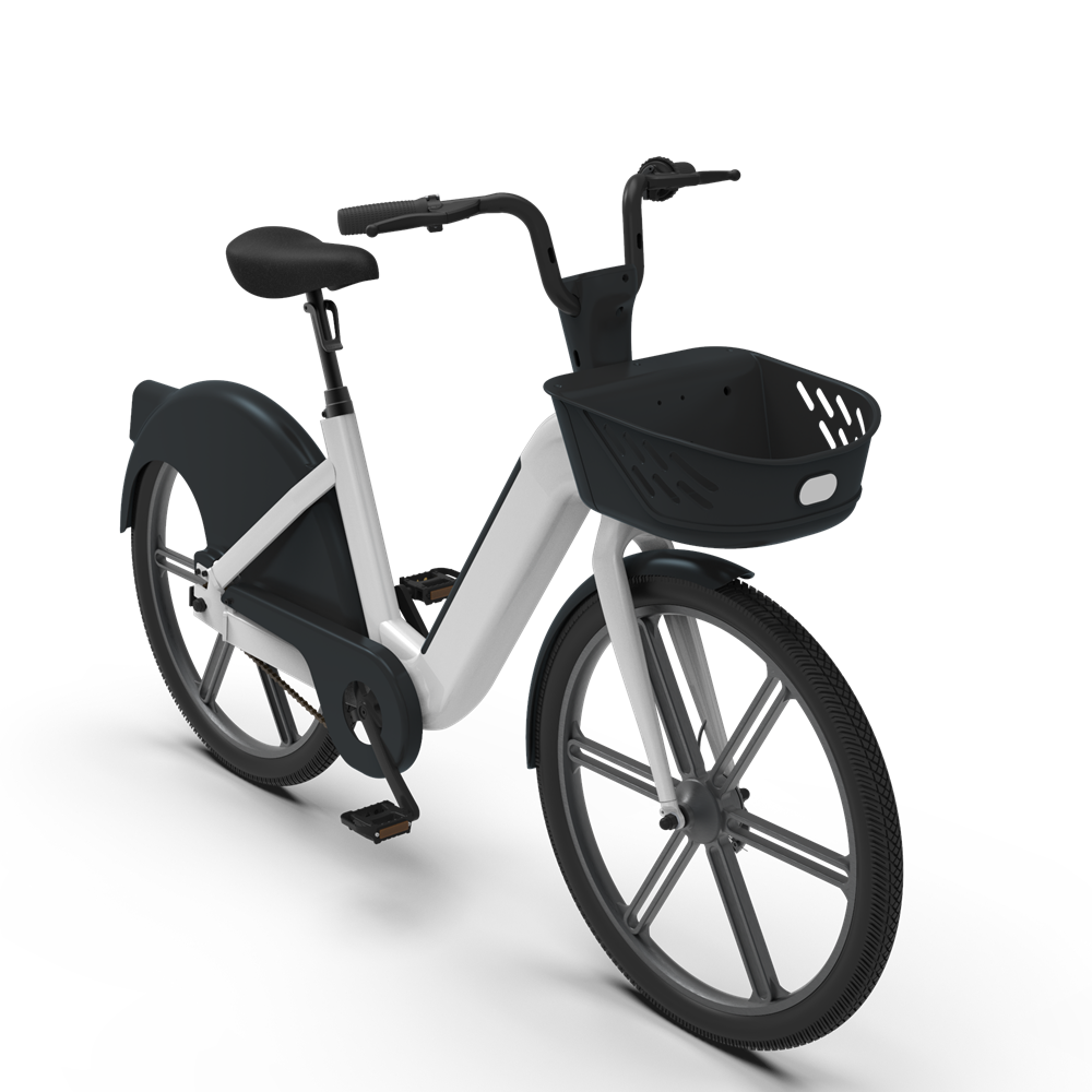 New concept design simple black and white fashion super long endurance rental shared intelligent electric bicycle