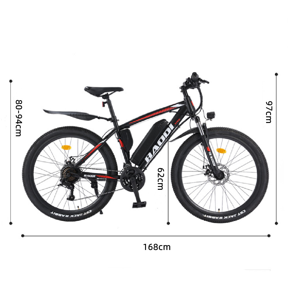 250W 26inch high carbon steel long endurance lithium battery high speed brushless motor 21 speed all terrain off-road electric bicycle