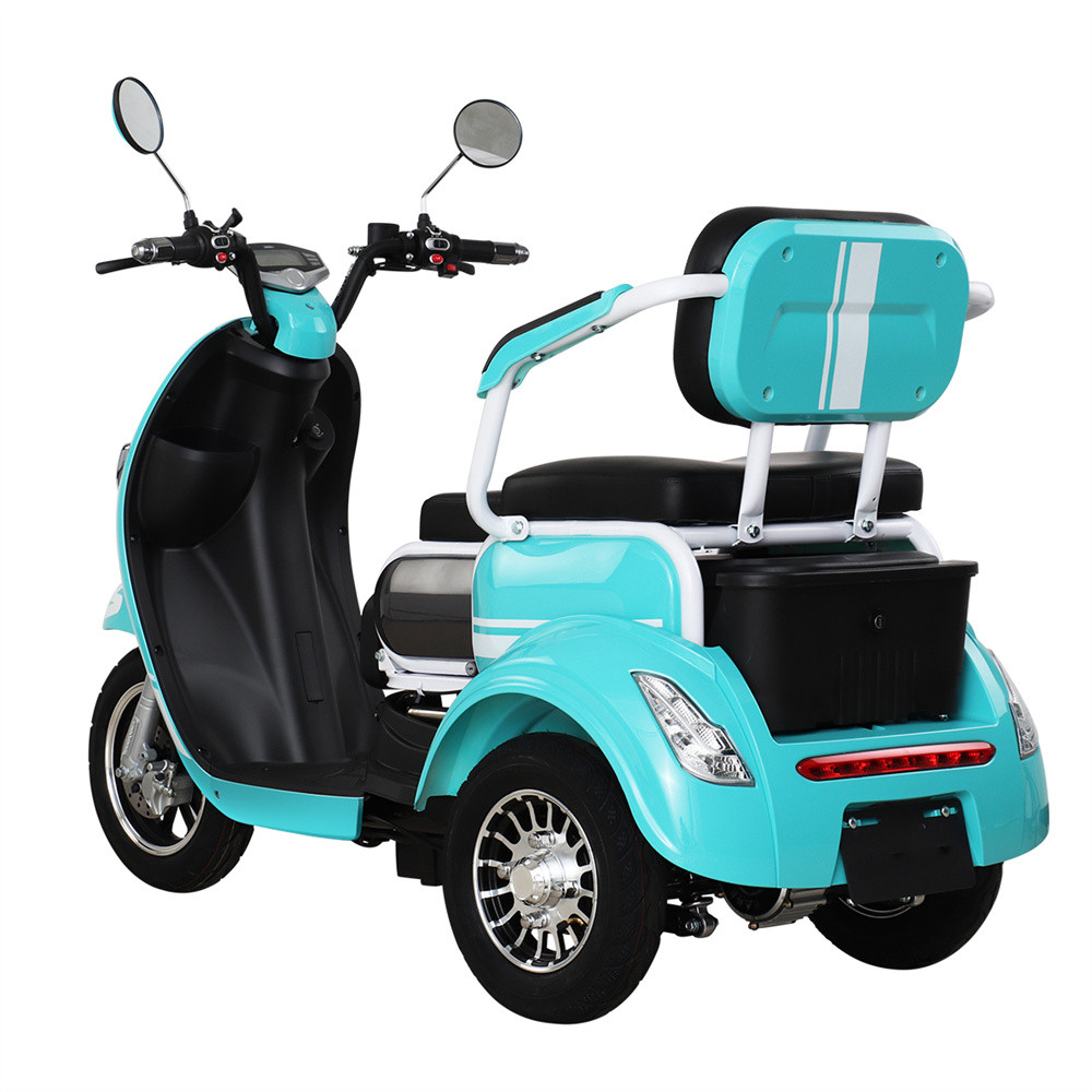 500W wide body vacuum tire two seat parent-child family tricycle large storage box urban commuting travel electric vehicle elderly scooter