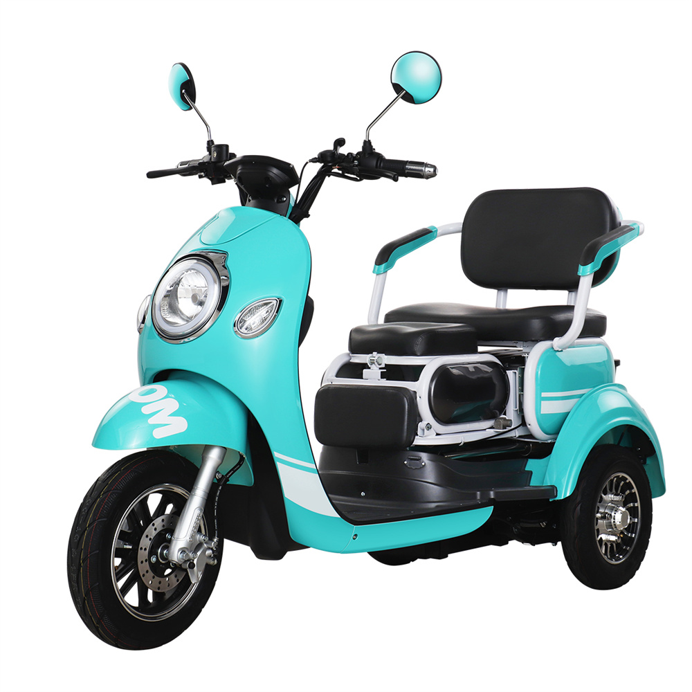 500W wide body vacuum tire two seat parent-child family tricycle large storage box urban commuting travel electric vehicle elderly scooter