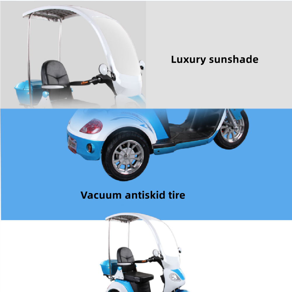 500W48V20Ah LED light luxury sunshade vacuum non-slip tire anti-skid pedal intelligent electric tricycle elderly leisure scooter