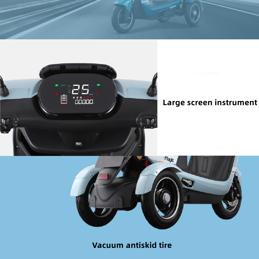 800W 10inch LED light super long endurance constant speed cruise intelligent electric tricycle elderly leisure scooter