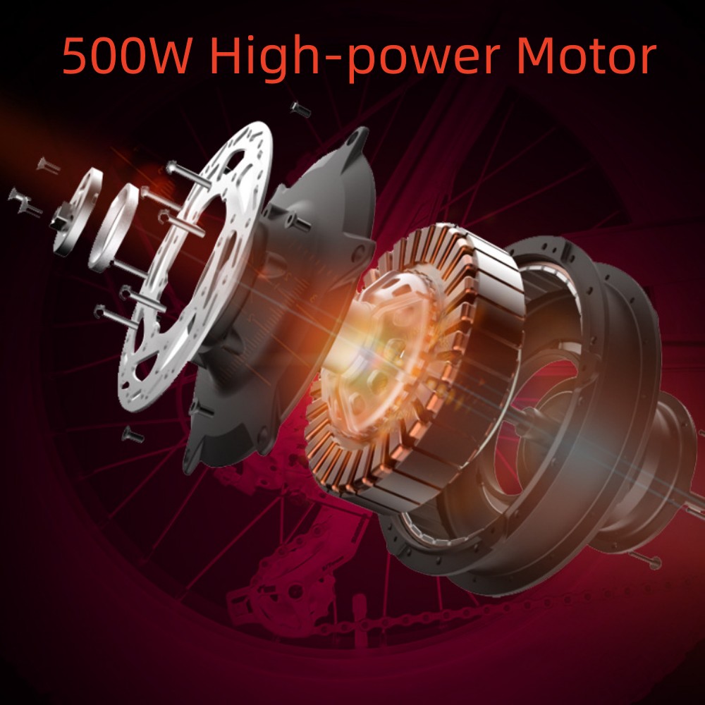 500W high-power motor 20 inch thick off-road tire seven speed change front and rear dual disc brake lithium battery retro electric two wheel snowmobile
