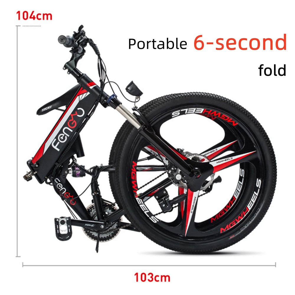 26inch mountain tire long endurance large power fast folding 24level speed change circuit protection hydraulic shock absorption intelligent sports electric bicycle