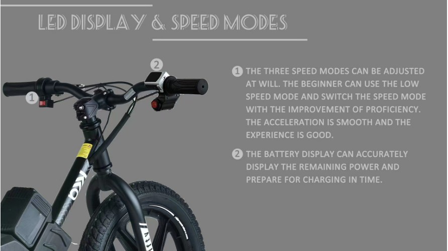 12inch 16inch 200W lithium battery brushless motor children detachable battery three stage variable speed lightweight two wheel electric balance bicycle motorcycle