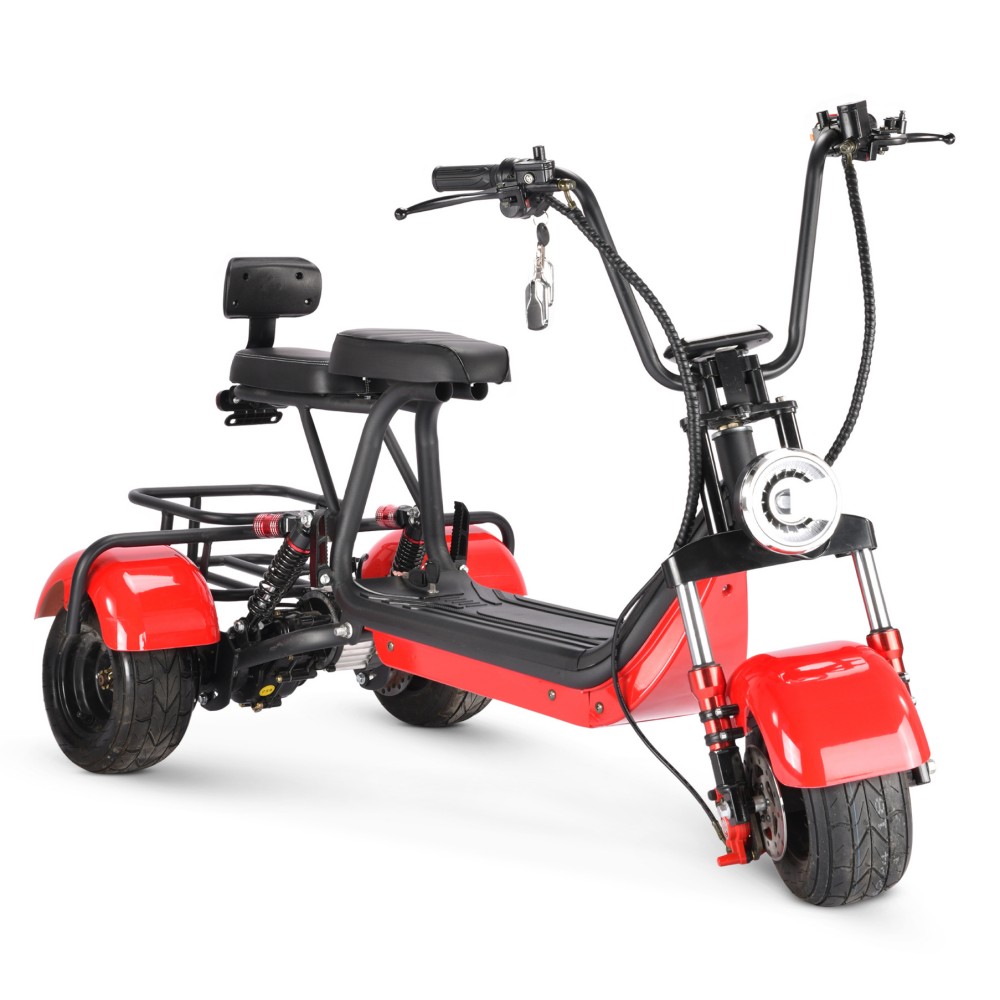 800W Harley two seats parent-child retro wide tire snowy mountain beach camping commuting detachable battery electric tricycle