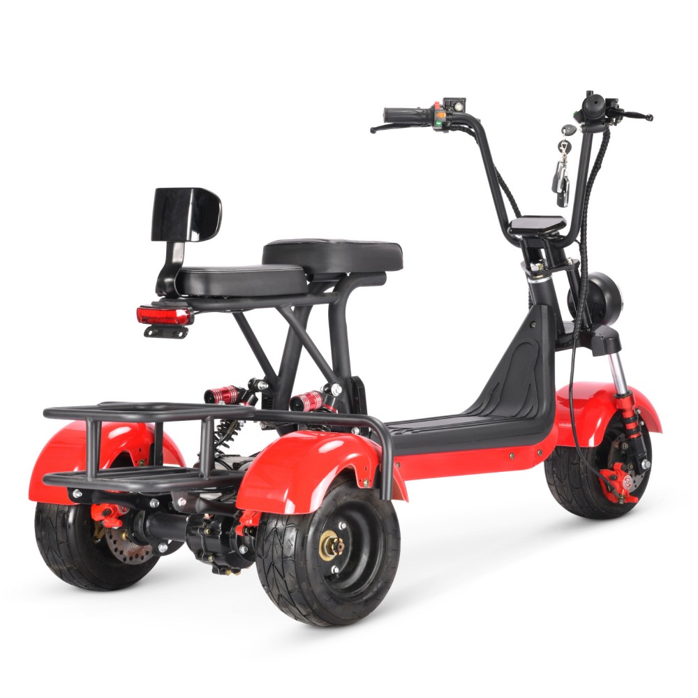 800W Harley two seats parent-child retro wide tire snowy mountain beach camping commuting detachable battery electric tricycle