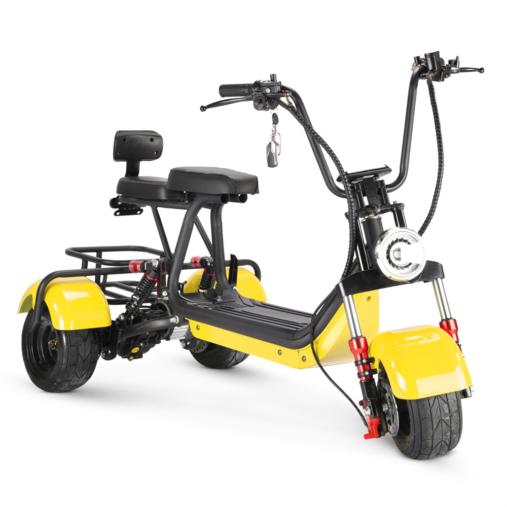 800W Harley two seats parent-child retro wide tire snowy mountain beach camping commuting detachable battery electric tricycle