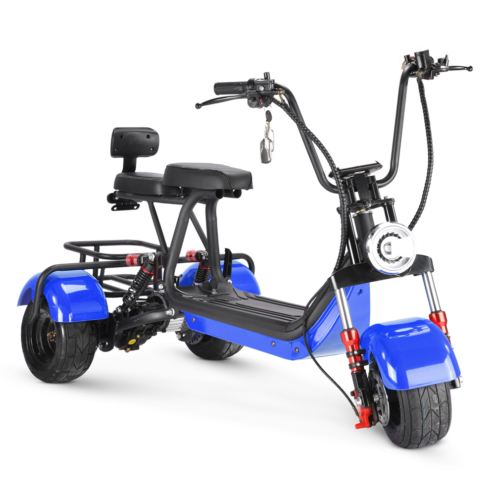 800W Harley two seats parent-child retro wide tire snowy mountain beach camping commuting detachable battery electric tricycle