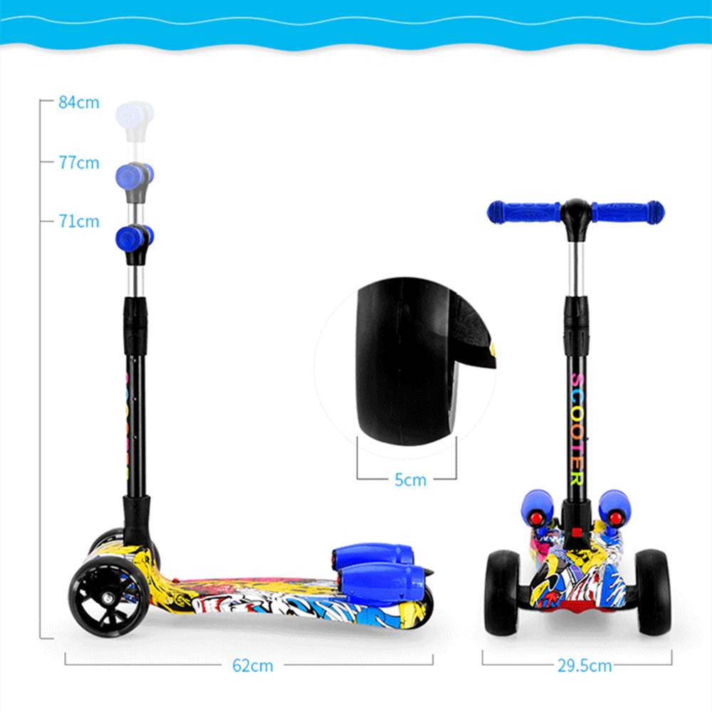 Colorful Rocket Water Vapor spray Music Luminescence Intelligent Portable Folding Height Adjustable Children