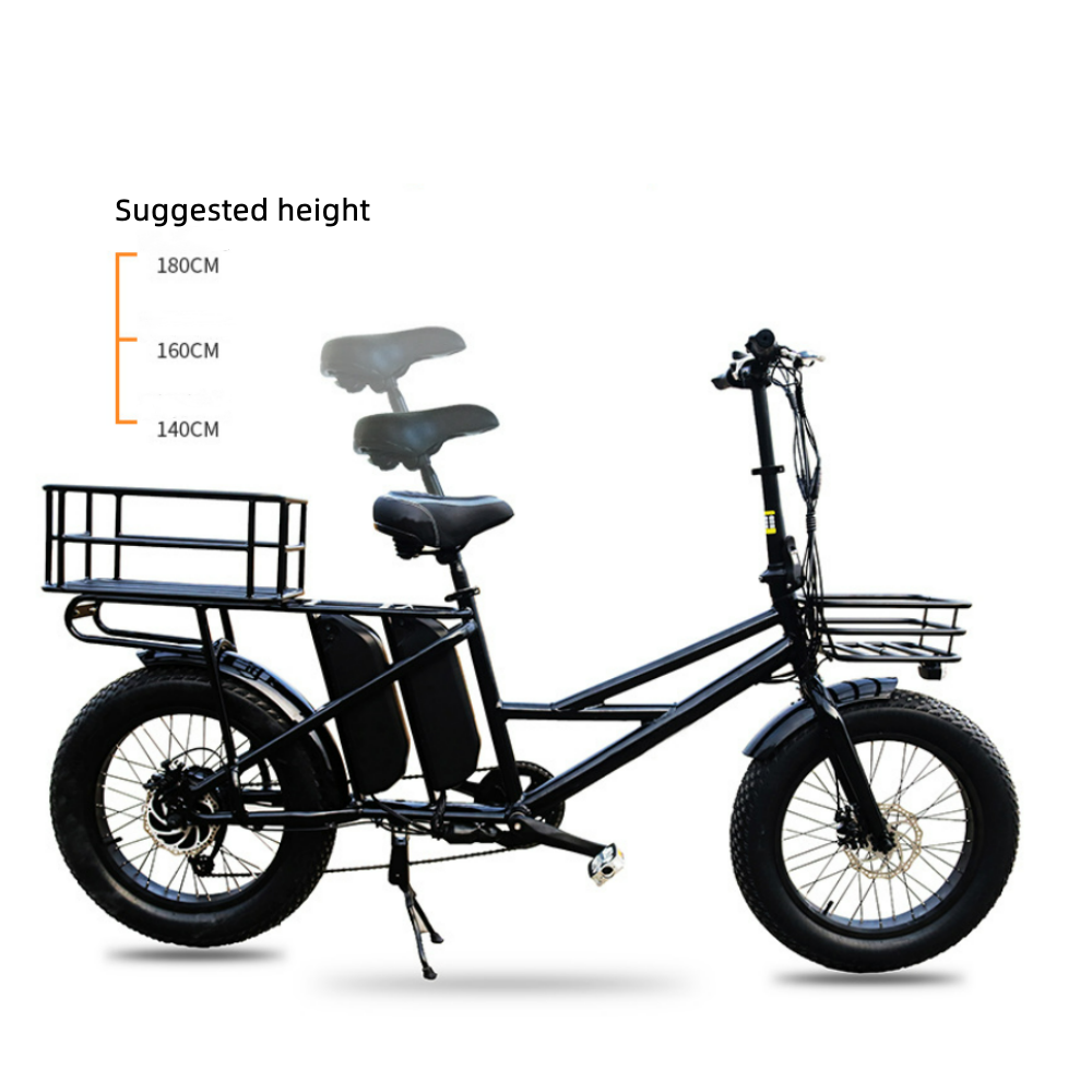 1000W customizable 20 inch wide tire adjustable height variable speed snowmobile Dune buggy delivery vehicle front and rear dual disc brake vacuum tire cargo electric bicycle