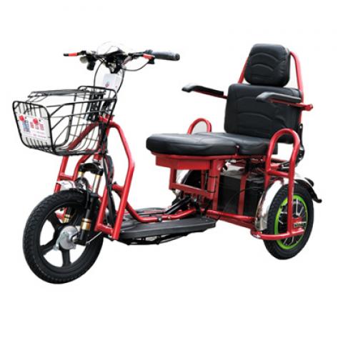 500W 48V 14Inch two seats shopping reduced mobility Handicapped elderly folding travel Electric Tricycle three wheels bike
