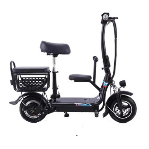 350W 48V DC electric brushless motor small folding electric kick scooter with two seats electric bicycle bike shopping bucket