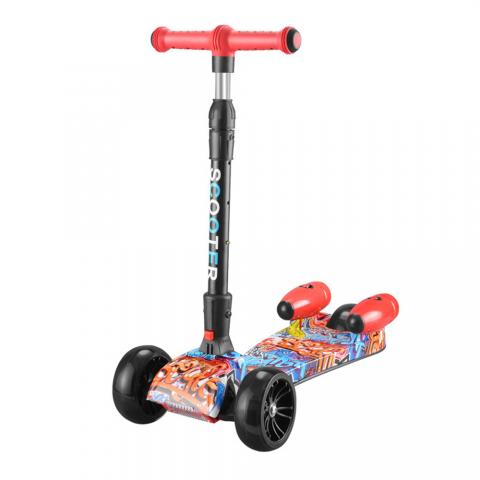 Colorful Rocket Water Vapor spray Music Luminescence Intelligent Portable Folding Height Adjustable Children's Three wheeled Kick scooter